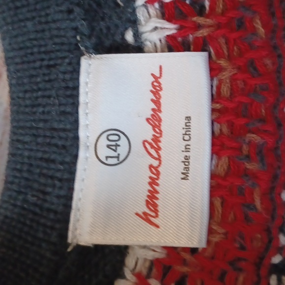 Hanna Andersson knot sweater dress. Navy blue wite and red. Girls 10 (140) - Picture 3 of 4